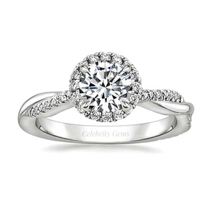 <span class=keywords><strong>Classico</strong></span> Solitaire 14K Oro Bianco Lab Made Anello di Fidanzamento Con Diamante per le Ragazze