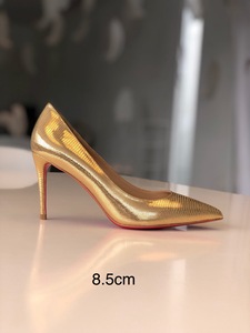 Zapatos de tacón de aguja de lujo con suela roja y punta dorada, elegantes zapatos metálicos para novia, que aumentan la altura, para bodas, fiestas y eventos, venta al por mayor. - Product Image 3