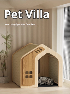 Niches pour chiens en bois massif écologiques pour usage intérieur, toutes saisons, avec fermeture à poussoir, cages pour animaux, lits pour animaux, lit pour chat - Product Image 4