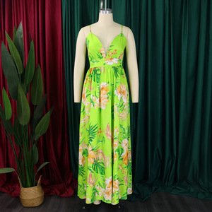 Новое модное летнее элегантное платье с V-образным вырезом, повседневное свободное приталенное пляжное длинное сексуальное скромное платье без рукавов, большие размеры - Product Image 6