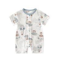 Combinaison courte à manches courtes pour bébé nouveau-né, garçon et fille, en coton peigné fin, respirant, antibactérien, style moine, pour l'été