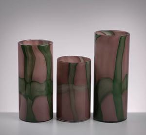 Вазы RYLAVA из выдувного стекла: цилиндрические, с витыми бело-фиолетовыми узорами под мрамор, современные, для свадебных и гидропонных цветочных композиций - Product Image 2