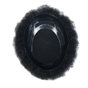 Prótesis Capilar Masculina Indetectable con Cierre de Encaje, Cabello Remy Indio, Toupee con Base de PU al 120% de Densidad, Estilo Afro - Product Image 1