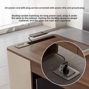 Hiện đại tối giản bàn gỗ rắn Gỗ Óc Chó Veneer ánh sáng sang trọng văn phòng lớn phòng khách máy tính bàn yên da - Product Image 3