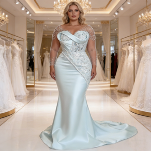 Vestido <span class=keywords><strong>de</strong></span> Novia Sencillo <span class=keywords><strong>de</strong></span> Lujo ChaoZhou con Cuentas y Encaje, Transparente, sin Mangas, Estilo Sirena, Blanco, con Cola Profunda, para <span class=keywords><strong>Boda</strong></span> <span class=keywords><strong>Civil</strong></span> - Product Image 1