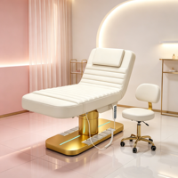 Fauteuil de Salon de Beauté RONJIA en Tissu Doré, Lit de Beauté Électrique, Table et Lit de Massage pour Extensions de Cils et Soins du Visage