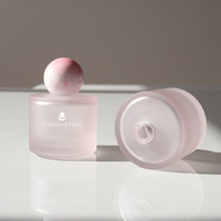 Botella de Perfume de Alta Gama con Forma de Bola Redonda, Personalizada, 30 ml, 50 ml, 100 ml, Botella de Perfume Rosa Esmerilada de Lujo con Caja