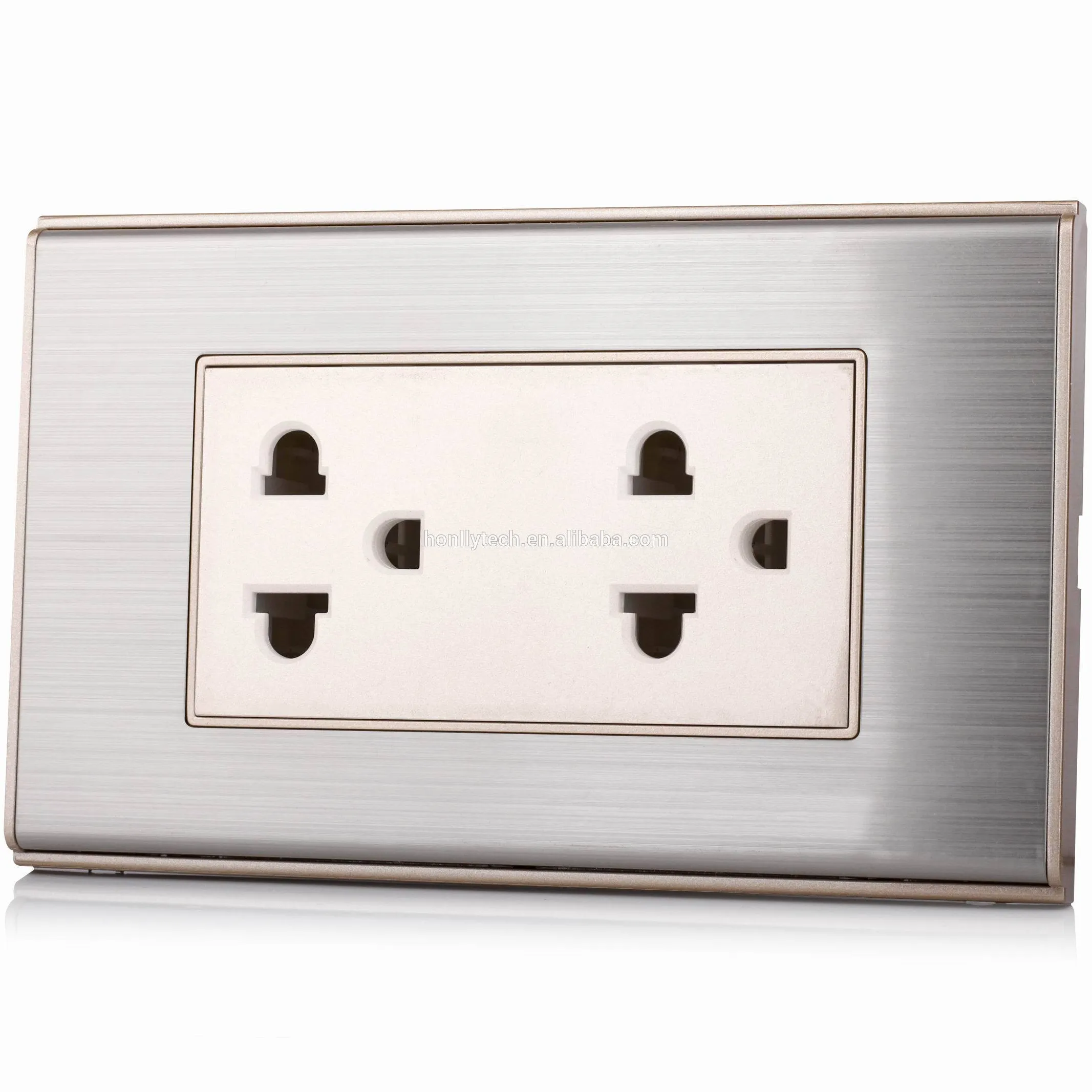 Schuko Mô Hình 120Mm Mô-đun Mỹ Chuyển Đổi Bảng Thép Không Gỉ Receptacle 15a-125v 16A Us Loại Duplex Tường Outlet