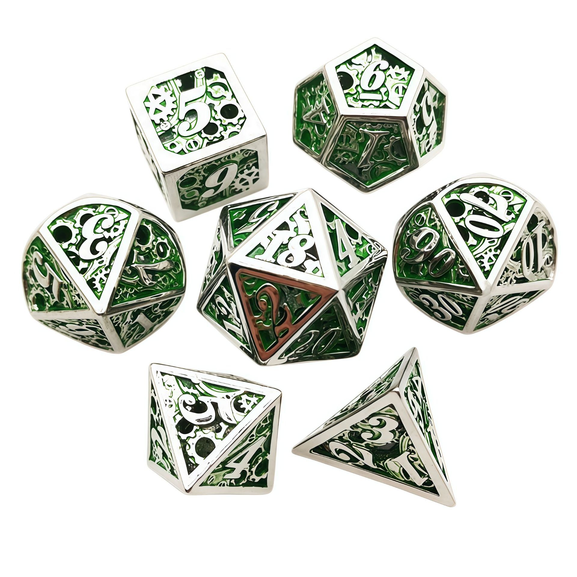 Argent nacré Steampunk avec bulle verte
