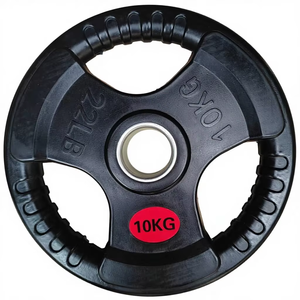 Disques de musculation en caoutchouc à triple grip, plaques de poids en caoutchouc pour haltères, idéales pour la musculation - Meilleures ventes - Product Image 4