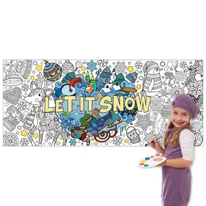 Poster da colorare Jumbo Winter Mandala personalizzato gigante lascia che la neve colora-in Poster di carta fai da te disegno in bianco stendardo d'arte di Doodle