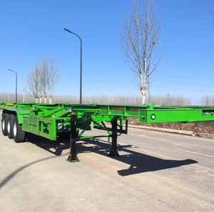 Duurzame stalen veelzijdige 20 40 45 FT 2 <span class=keywords><strong>3</strong></span>-assige skeletcontainertransport semi-trailers platform vlakke opleggers - Product Image 6
