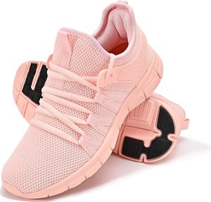 INZCOU Zapatillas Deportivas con Cordones, Ligeras, Antideslizantes, Transpirables, para Gimnasio, Entrenamiento, Caminar, Color Rosa, Talla 8 para Mujer - Product Image 1