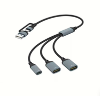 Adaptador 4 en 1 con Doble USB Tipo-C Hembra + Tipo-C Hembra, Carga Rápida PD, Transferencia de Datos, Base de Conexión para PC, Unidad Flash USB
