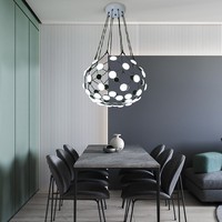 Lustre moderne de luxe en fer avec LED, couvercle en acrylique blanc froid, télécommande, D650MM, éclairage suspendu pour hôtel, salon, villa