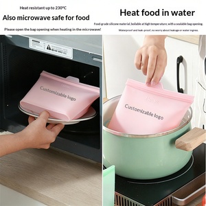 Food Grade Reusable Silicone Food Storage <b>Bag</b> Self Lock Seal Boil And Freeze Safe Food Portion Packing Pouch - Product Image 2