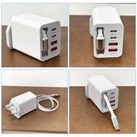 Cargador de Pared 5 en 1 para Reino Unido con Cable Tipo C Retráctil, Hub de Carga USB de 4 Puertos, Enchufe de Viaje Universal de Carga Rápida para Hogar y Oficina