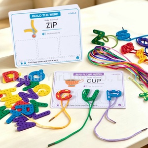 Fournitures scolaires, Trousse de couture de voyage, Jeu d'<span class=keywords><strong>orthographe</strong></span> pour enfants, 26 pièces, Cartes de lettres à lacer, Jouet de mise en séquence et d'enfilage - Product Image 3