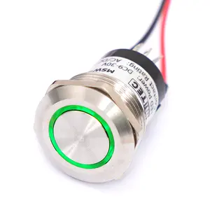 Mitec Premium Roestvrijstalen Led-Metalen Drukknopschakelaar 19Mm 25Mm Aan Spdt Dpdt Met Ip66 Platte Convexe Knop