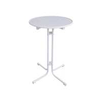 Mesa de jardín portátil plegable redonda informal para exteriores de alta calidad, muebles de barra de madera agregados alrededor del borde, mesa de barra superior de madera