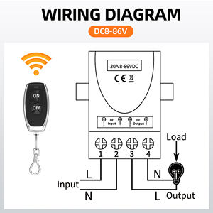 433MHz RF từ xa Transmitter Receiver tầm xa latching chuyển đổi không dây RF điều khiển từ xa chuyển đổi DC 12V 30A Relay - Product Image 4