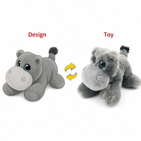 Peluche Hippopotame Gris à Grands Yeux de 15 cm, Jouet en Peluche Flopsy Allongé, Poupée Hippopotame Douce pour Enfants, Cadeau