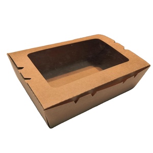 Fast Food Biodegradable Container Recycle Box Original Color Kraft Paper Container Food Take Away Kraft Package Boxes