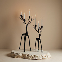 S237 support en métal martelé bougeoirs de pilier de fer bougeoir de cerf de noël pour la décoration de la maison de noël