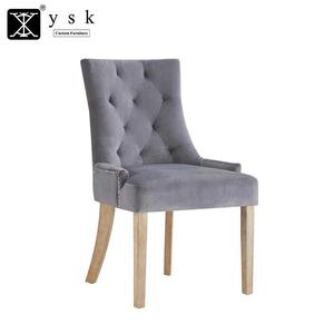 Chaise de salle à manger commerciale de dos d'aile de tissu de soie de couleur brune avec tufté et goujons finis pour le AC-100 de restaurant - Product Image 6