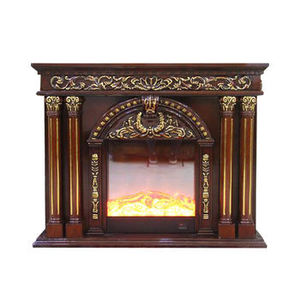 Étagère de cheminée électrique en chêne rustique moderne, poêle à bois sculpté en résine de style antique pour villas hôtels - Product Image 3