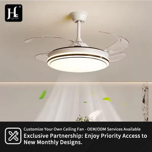42 Inch Retractable Invisible Modern Remote Control DC Motor 6-Speed <b>Fan</b> <b>Ceiling</b> <b>Light</b> <b>with</b> <b>LED</b> <b>Light</b> - Product Image 6