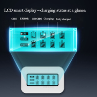 Chargeur de batterie 8 emplacements USB-C LCD 1,5V/1,2V pour piles NiMH 4AA 4AAA 8AA Li-ion haute capacité 15W, idéal pour les voyages