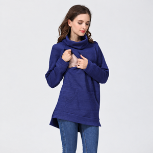 Thermal Breastfeeding <strong>Jumper</strong> <strong>Turtle</strong> <strong>Neck</strong> Nursing Hoodie Maternity Clothing Made Cotton Blend Size L for Lactation Autumn - Product Image 3