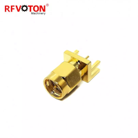 Conector de soldadura de montaje en borde macho SMA de polaridad inversa para PCB de 1,2mm