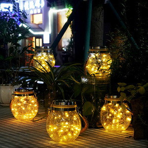 Outdoor Pendurado LED Mason <span class=keywords><strong>Jar</strong></span> Luz Crack Garrafa De Vidro lâmpada Lanterna <span class=keywords><strong>Solar</strong></span> Luz - Product Image 6
