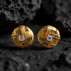 CUSTOM SILVER 10K/14K GOLD PLATED SOLID GOLD LAB GROWN DIAMOND ZICON ENGAGEMENT CLUSTER EARRING UNISEX CUTE ANNIVERSARY PARTY - Product Image 4