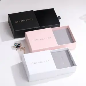 Drawer jewlery box packaging Paper jewlery box with leather pouch packaging