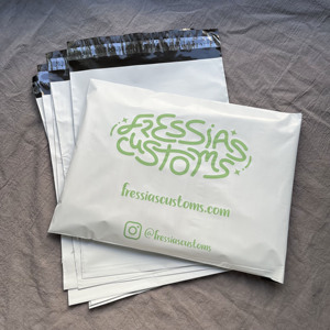 Matte White Shipping Poly Mailers Custom Green Brand Logo Plastic Self Adhesive <b>Waterproof</b> Apparel Packaging Bags For Online - Product Image 6