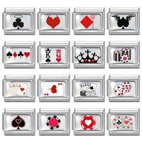 Bracelet à breloques italien motif carte de poker, en acier inoxydable plaqué or 18 carats, bijou modulaire multifonctionnel à assembler soi-même, unisexe