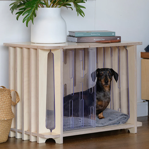 JUNJI Chenil moderne en bois pour chiens Porte intérieure de caisse pour animaux de compagnie de style animal de compagnie pour petits et grands chiens pouvant également être utilisée Meubles de table d'appoint - Product Image 1