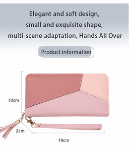 กระเป๋าสตางค์ใบสั้นสามสีแบบต่อกันสำหรับสาวทันสมัยและเรียบง่ายมีซิปกระเป๋าใส่บัตรสไตล์วินเทจ - Product Image 6