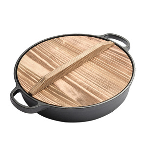 Olla de hierro fundido grueso, sartenes de <span class=keywords><strong>paella</strong></span>, juego de utensilios de cocina Wok, olla para servir sin recubrimiento, sartén, sartén - Product Image 4