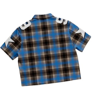 Camisa <span class=keywords><strong>de</strong></span> Manga Corta Oversize para Hombre con Logotipo Personalizado, Estampado Gráfico a Cuadros Victory, Estilo Boxy, Hip Hop Vintage, con Botones - Product Image 2