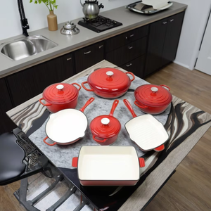 Promotion à bas prix d'ustensiles de cuisine <span class=keywords><strong>en</strong></span> émail <span class=keywords><strong>en</strong></span> <span class=keywords><strong>fonte</strong></span> antiadhésive de haute <span class=keywords><strong>qualité</strong></span> Four hollandais <span class=keywords><strong>en</strong></span> <span class=keywords><strong>fonte</strong></span> émaillée de 7 pièces - Product Image 1