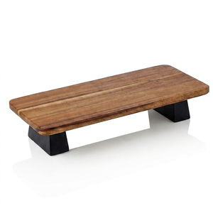 Support à gâteau multifonction en bois, plateau de service rectangulaire avec pieds en métal pour présentation de pâtisserie, présentation de desserts à domicile, taille personnalisée - Product Image 1