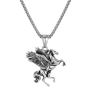 Collares de Moda de Acero Inoxidable con Colgante de Pluma de <span class=keywords><strong>Pegaso</strong></span>, Estilo Hip Hop Punk, para Hombre, Venta al por Mayor - Product Image 5