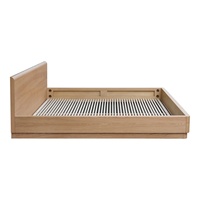 Cadre de lit en bois massif japonais à plateforme basse, taille Queen ou King, avec tête de lit, pour chambre à coucher moderne