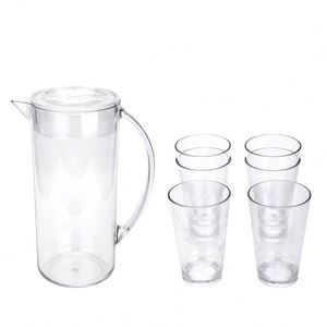 Ensemble de pichets à eau froide en acrylique transparent empilables de 2,7 L, style minimaliste moderne, en plastique épaissi - Product Image 2