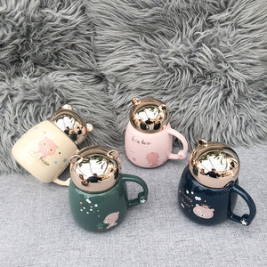 Seaygift-tapa <span class=keywords><strong>de</strong></span> espejo pintada <span class=keywords><strong>en</strong></span> oro, <span class=keywords><strong>taza</strong></span> <span class=keywords><strong>de</strong></span> café <span class=keywords><strong>de</strong></span> cerámica lisa con tapa lisa, <span class=keywords><strong>taza</strong></span> <span class=keywords><strong>de</strong></span> café con <span class=keywords><strong>forma</strong></span> <span class=keywords><strong>de</strong></span> oso, tazas <span class=keywords><strong>de</strong></span> agua para té y oficina - Product Image 4