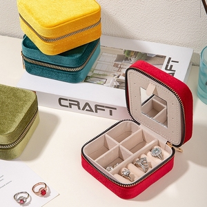 Étui de rangement pour bijoux en velours minimaliste avancé, multifonctionnel, avec miroir, logo personnalisé, vente en gros - Product Image 2